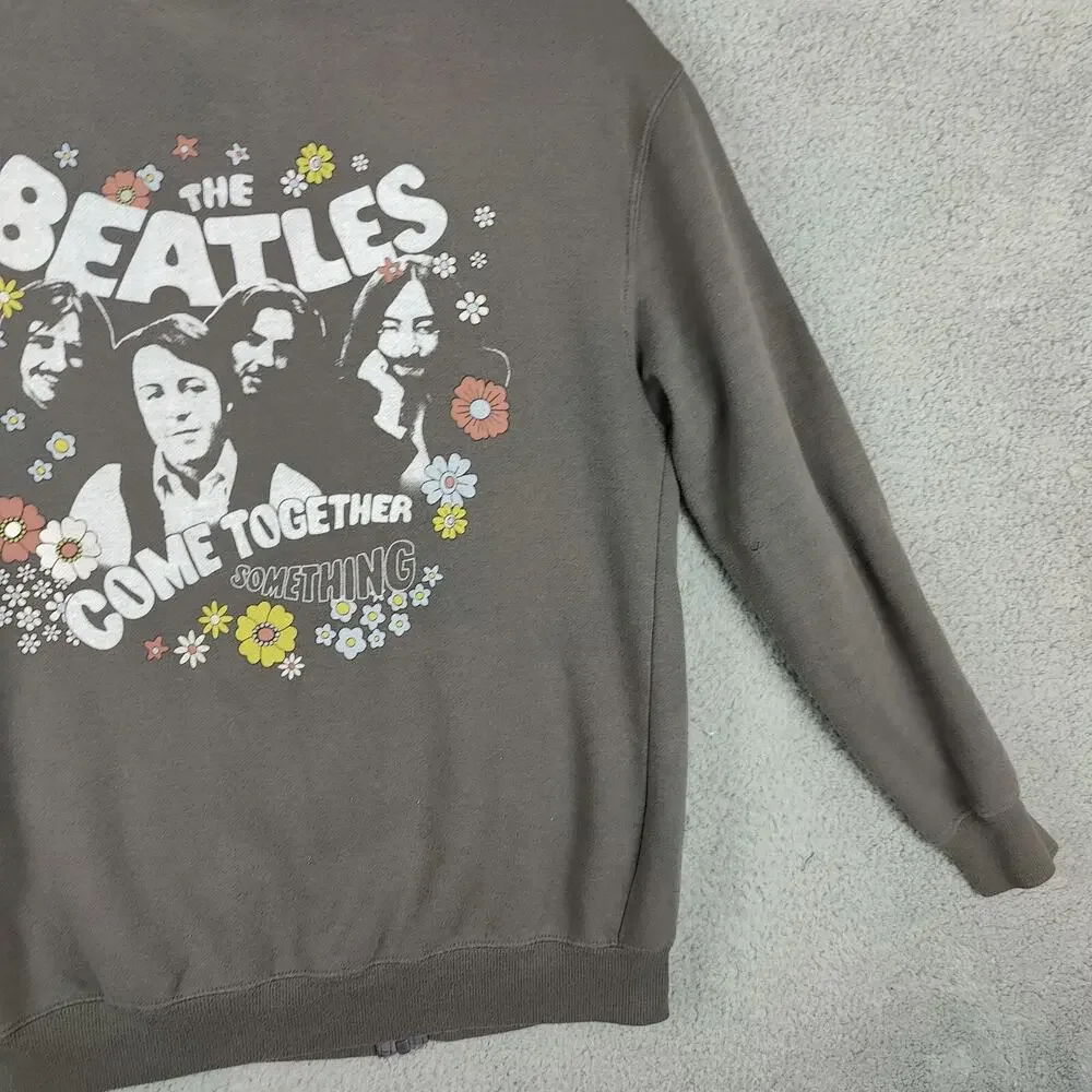The Beatles Hoodie Grey Adult Small Full Zip Sweater Hooded Sweatshirt Band Tee